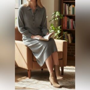 J. CREW Merino Wool Collared Midi Dress. NOTE:small hole on the back see last pi
